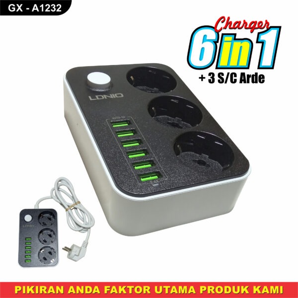 Adaptor Kabel Charger Stop Kontak Multi 6in1