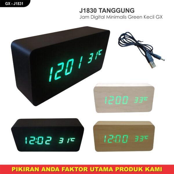 Jam Digital Minimalis Sensor Kayu Green 21*9
