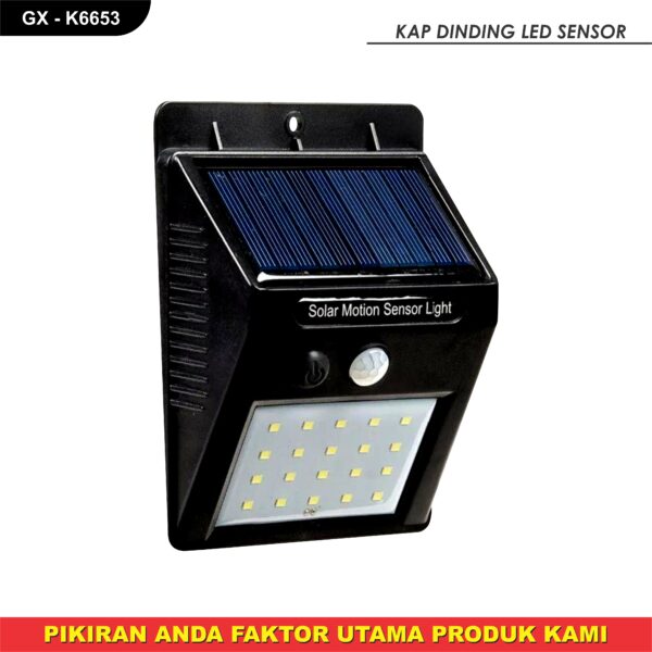 Kap Dinding Led Solar+Sensor Cahaya+Sensor Gerak 20Led