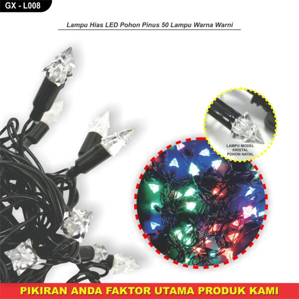 Lampu Natal Led Karakter 50Lampu Kabel Hitam	Cherry Kristal