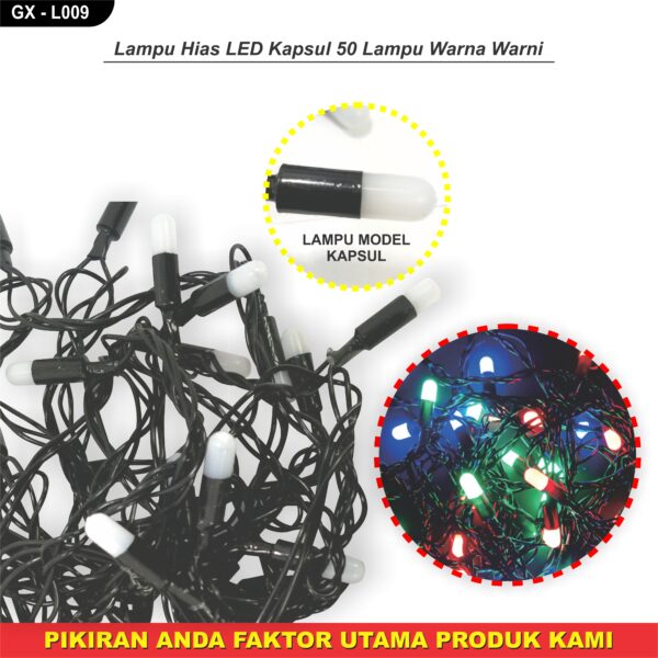 Lampu Natal Led Karakter 50Lampu Kabel Hitam Cherry Bulat