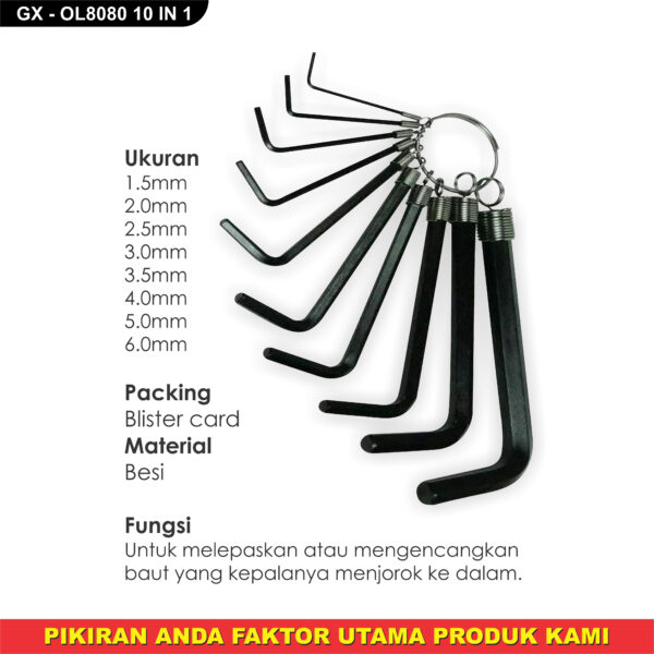 Obeng Kunci "L" set 10 in1